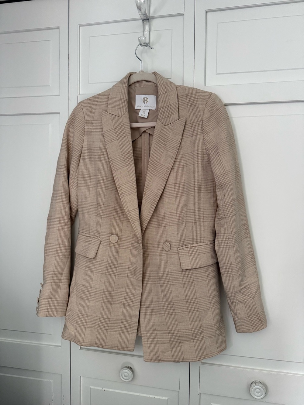 House of Harlow 1960 Beige Plaid Tailored Blazer